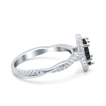 Infinity Twist Marquise Vintage Wedding Ring Simulated Black CZ 925 Sterling Silver